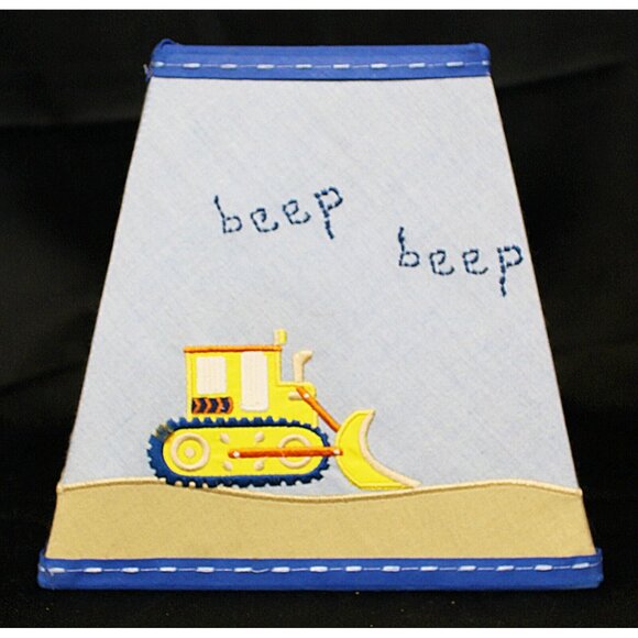 Construction Small Nursery Lamp Shade Dump Truck Baby Boy Embroidered Tractor - Picture 3 of 6